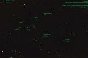 Пояснения к предыдущей фотографии. Предельная звездная величина около 16m, подписаны обнаруженные галактики-спутники.